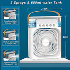 Lefcart Mini Air Cooler Mist Fan USB Portable Evaporative Mist Cooling Fan (3 Speed, 5 Modes)
