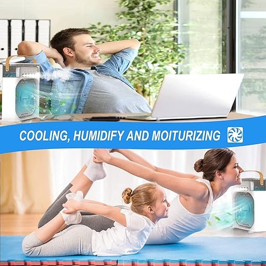 Lefcart Mini Air Cooler Mist Fan USB Portable Evaporative Mist Cooling Fan (3 Speed, 5 Modes)