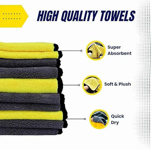 Lefcart Premium Microfiber Car Washing and drying Clothe 800 GSM 40x40mm (Yellow)